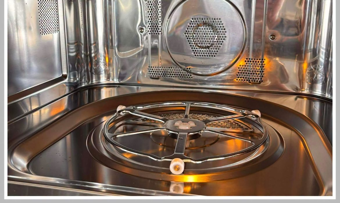The inside of a freshly cleaned microwave