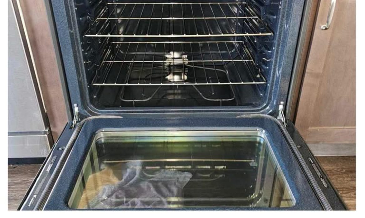 The inside of a freshly cleaned oven
